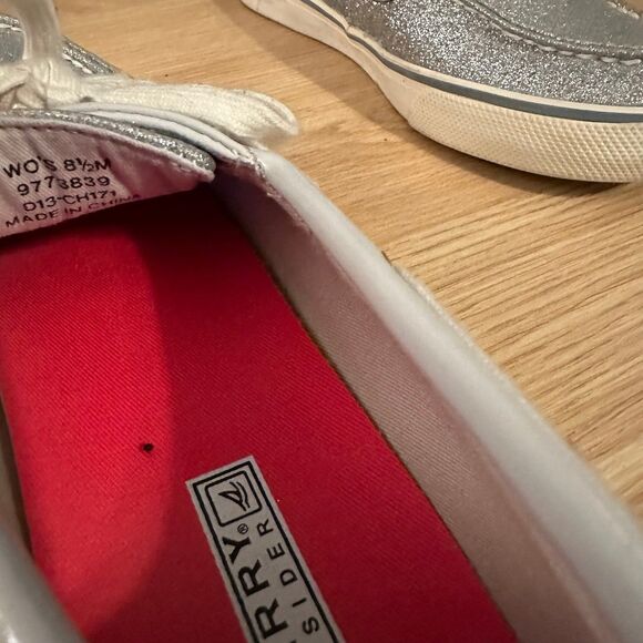Sperry Top Sider Super Sparkly Silver Glitter Boat Shoes 8.5 - Picture 6 of 8